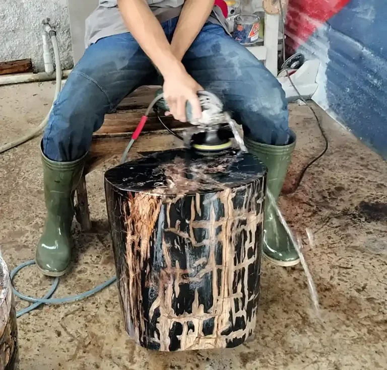 polishing petrified wood