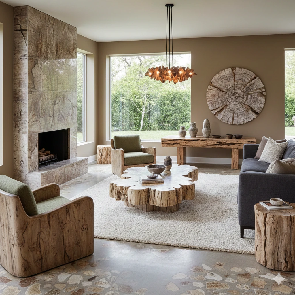 5 Petrified Wood Furniture Ideas that Work for Cozy Living Room