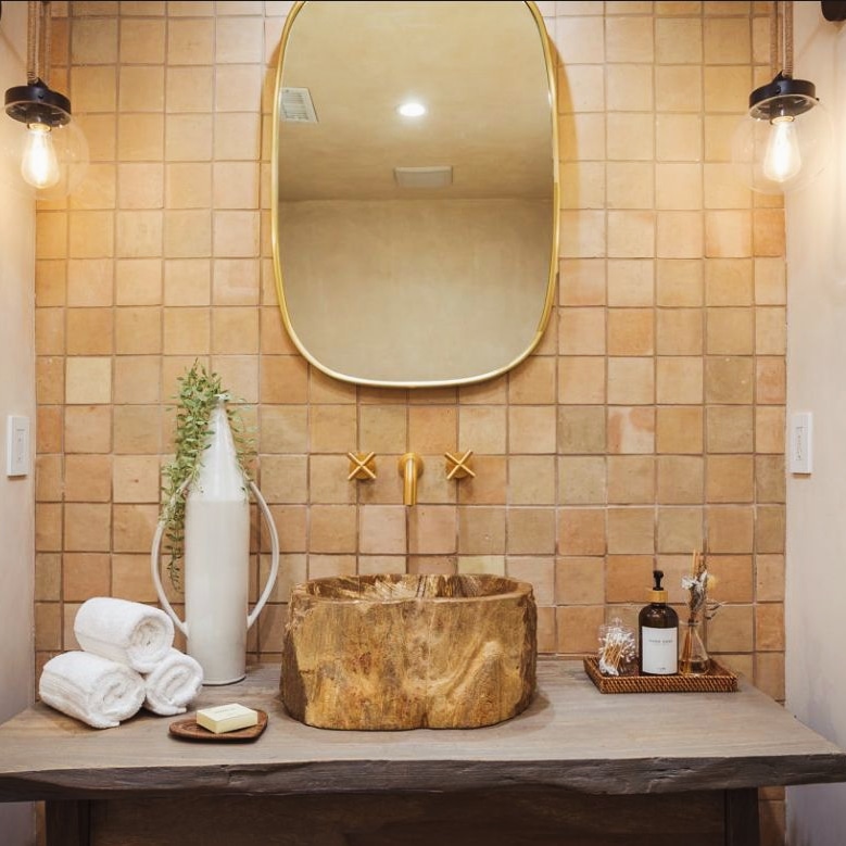 Sink Vanity with Petrified Wood