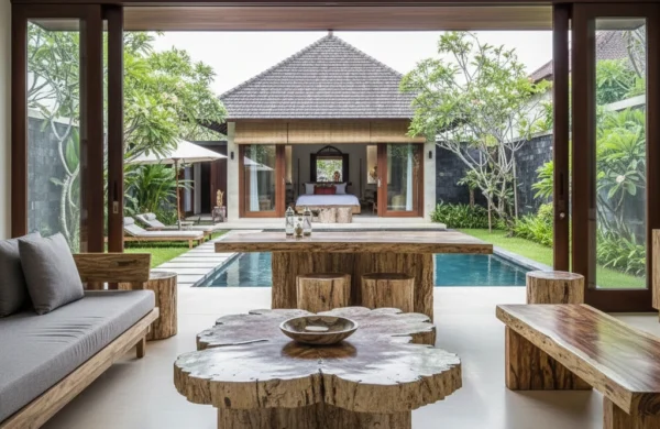 5 Exquisite Villas in Seminyak Showcasing the Timeless Beauty of Petrified Wood Furniture