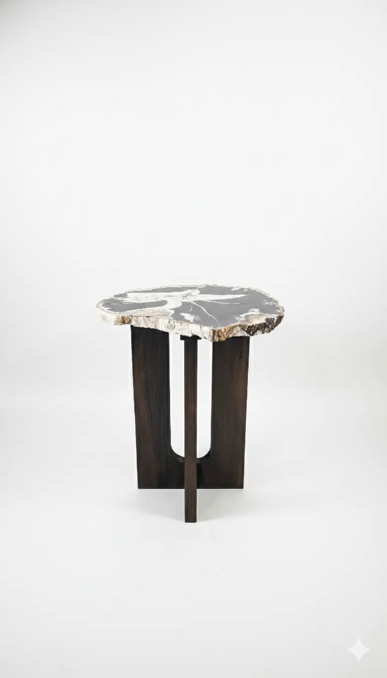 Petrified Wood Side Table - TB085 - Image 3