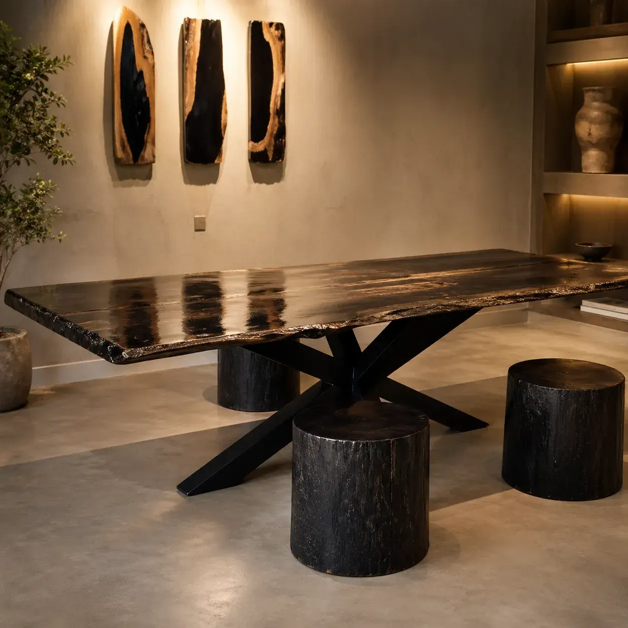 Black & White Petrified Dining Table – NL 120