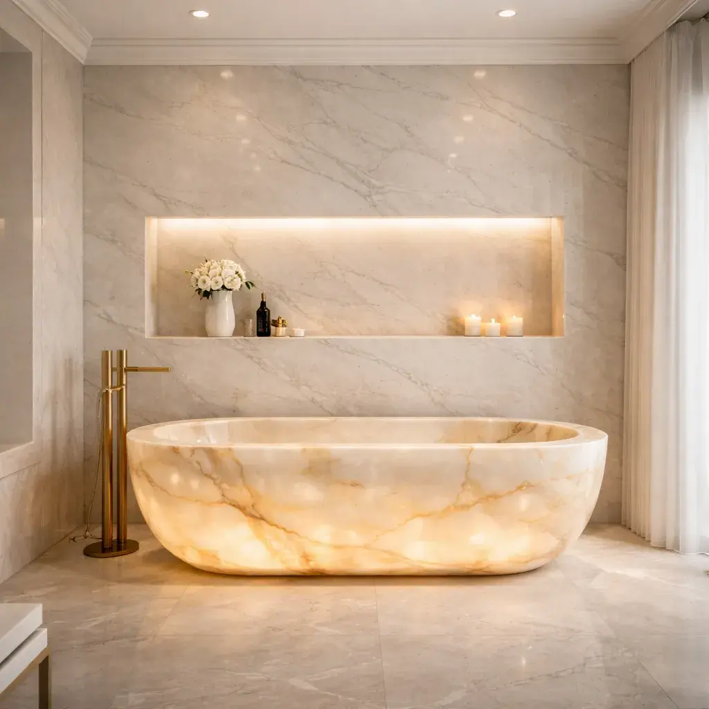 Modern Bathroom with Onyx Bathtub