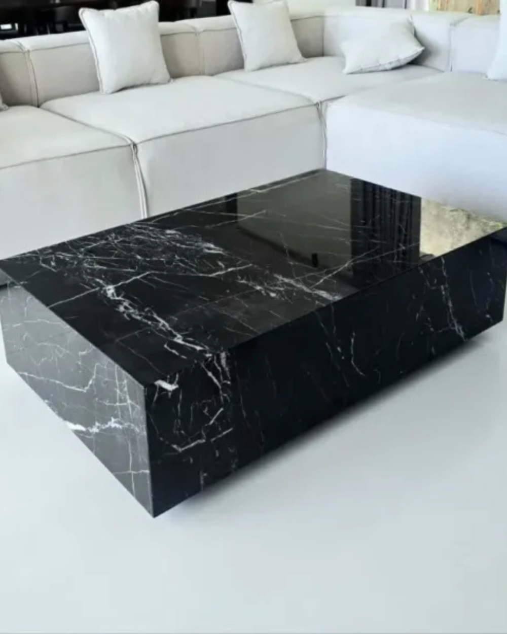 Black Square Marble Coffee Table