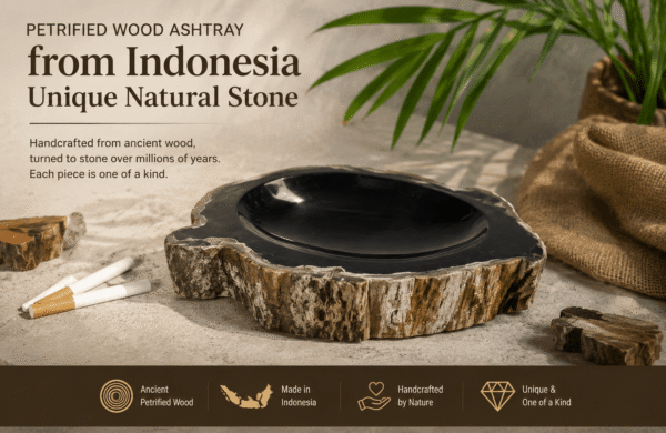 petrified wood ashtray Indonesia