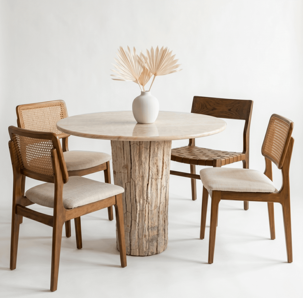 Onyx Dining Table with Natural Petrified Wood Base - TB119