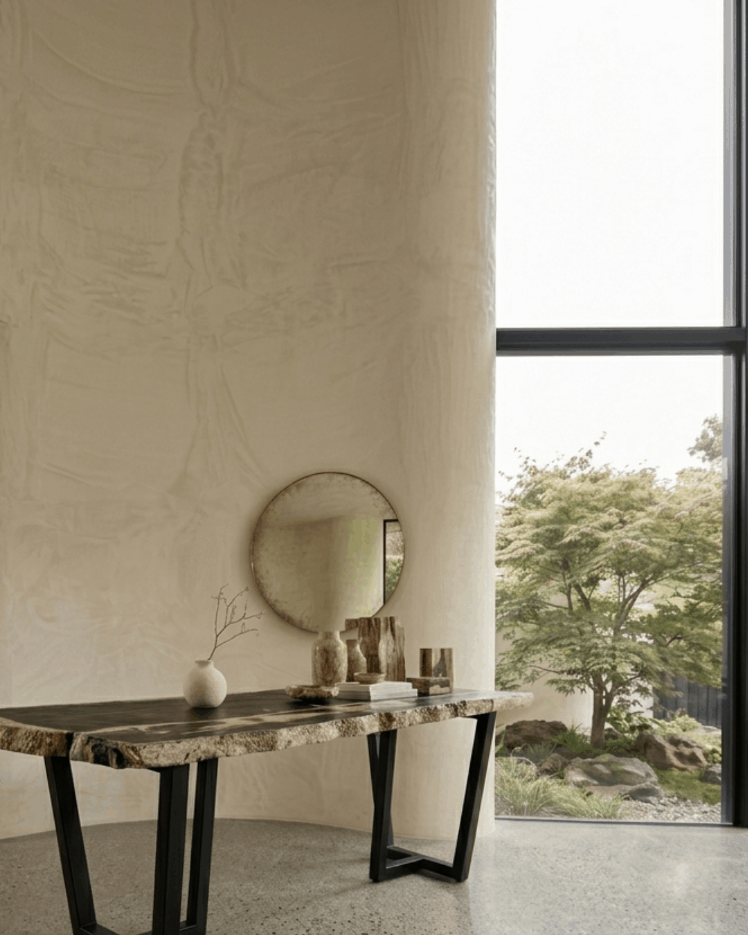 Petrified Wood Console Table