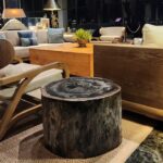 Petrified wood stool instal in Apurva Kempinski