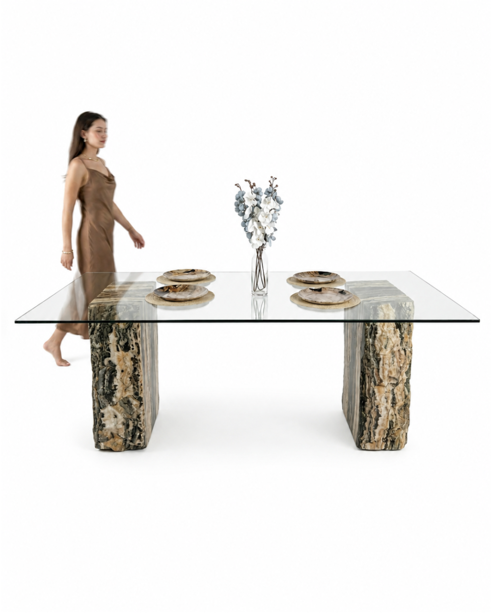 Onyx Dining Table with Glass Top