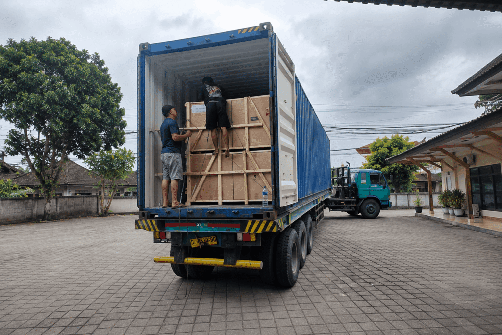 Shipping Petrified wood furniture from Bali